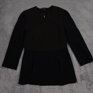 St. John Jacket‎ Womens 2 Black Wool Zip Minimalist Sewn By Hand Designer